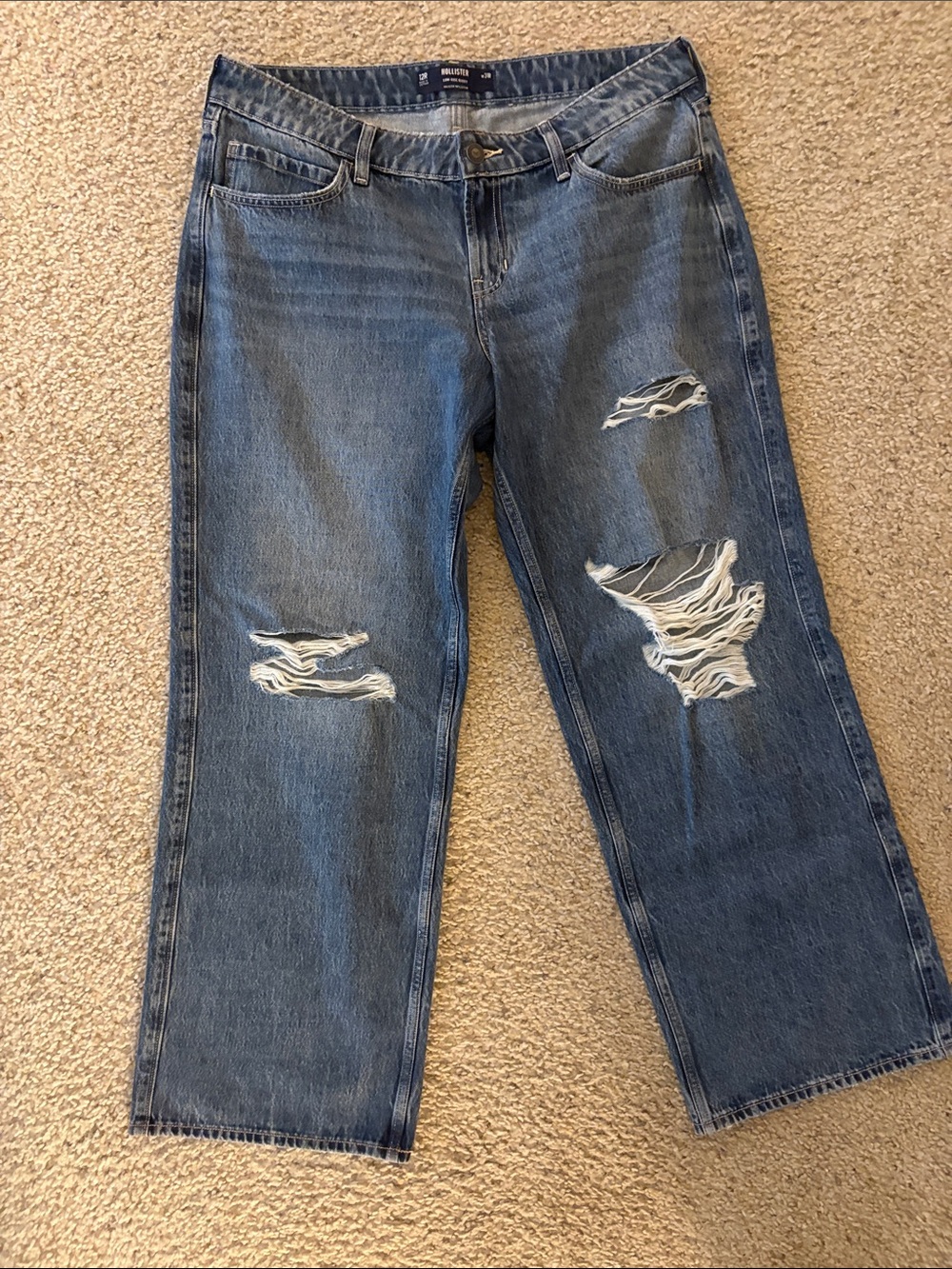 Hollister Low Rise Baggy Distressed Wide-Leg Jeans